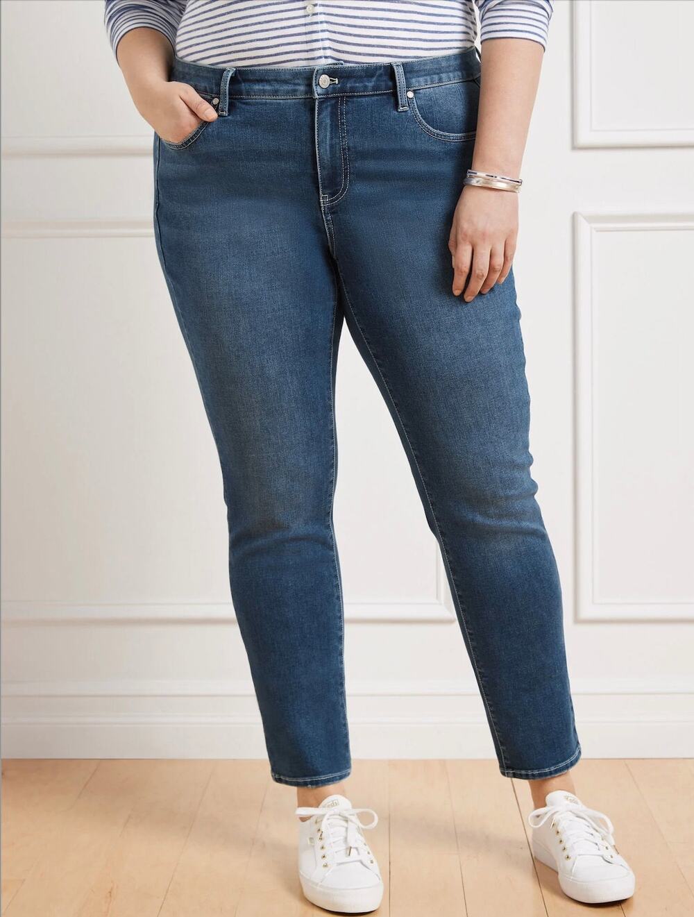 Talbots Womens 10 Slim Ankle Dark Wash Mid Rise Blue Denim Jeans Casual Pant NWT